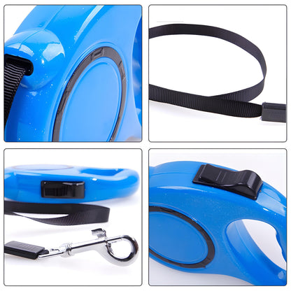 Laisse Automatique RETOO PetCare pour Chiens et Chats, avec Verrouillage, Bande Rétractable Flexi 5m, Mécanisme de Verrouillage, Idéale pour Petits Chiens Jusqu'à 15 kg, Poignée Confortable, Bande Durable avec Frein, Laisse avec Clip Robuste, Marche Confo