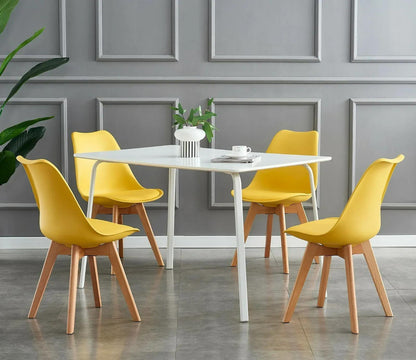 Ensemble de 4 chaises de salle à manger MCC Direct, chaises de cuisine, chaises de bureau, chaise coquille de designer, "Eva" disponible en 7 couleurs tendance