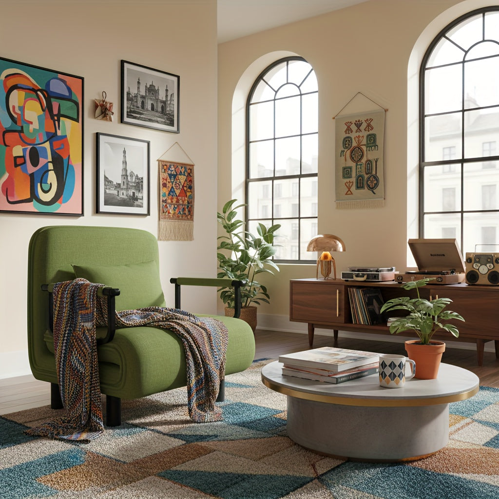 Fabulcozy Chaise de Bureau Canapé - Style Moderne, Dossier Réglable à 5 Niveaux, avec Appui-Tête et Coussin Confortable, Convient pour Salon/Bureau, Noir Gris Marron Vert Jaune Bleu Marron