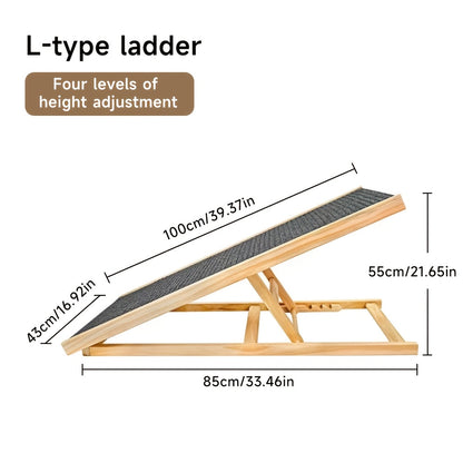 Escalier pliant réglable pour animaux de compagnie 70 cm/100 cm, rampe antidérapante pour chien et chat, réglable en hauteur, échelle portable avec structure stable, conception antidérapante sûre pour petits et moyens animaux de compagnie, aide les animau