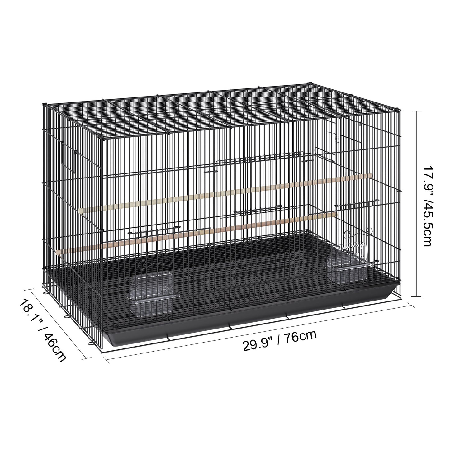 Cage à oiseaux VEVOR 30 pouces, grande cage en métal pour perruches ondulées, calopsittes, petits perroquets, perruches, inséparables, canaris, cage pour oiseaux de compagnie avec support roulant et bac à litière