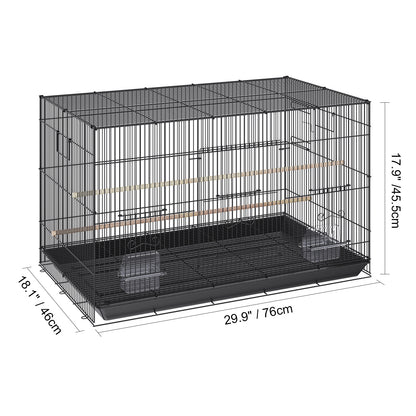 Cage à oiseaux VEVOR 30 pouces, grande cage en métal pour perruches ondulées, calopsittes, petits perroquets, perruches, inséparables, canaris, cage pour oiseaux de compagnie avec support roulant et bac à litière