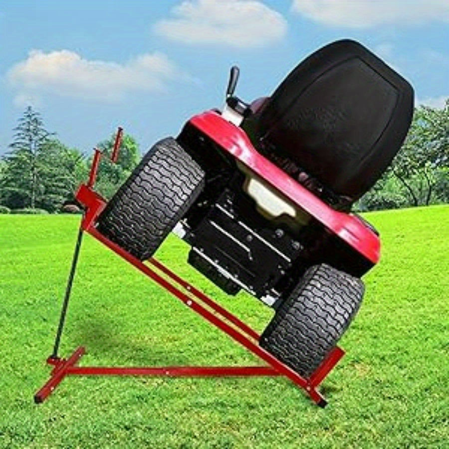 Diable pour tracteur de pelouse, Diable pour tondeuse à gazon et tracteur de pelouse Max 400KG, Aide au nettoyage de tondeuse à gazon inclinable à 45° réglable, Diable pour tondeuse à gazon, Rouge/noir