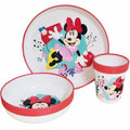 Ensemble de vaisselle réutilisable pour enfants, bicolore – Ensemble de 3 pièces : assiette, bol et tasse pour enfants et bébés avec base antidérapante – (Pour MINNIE MOUSE)