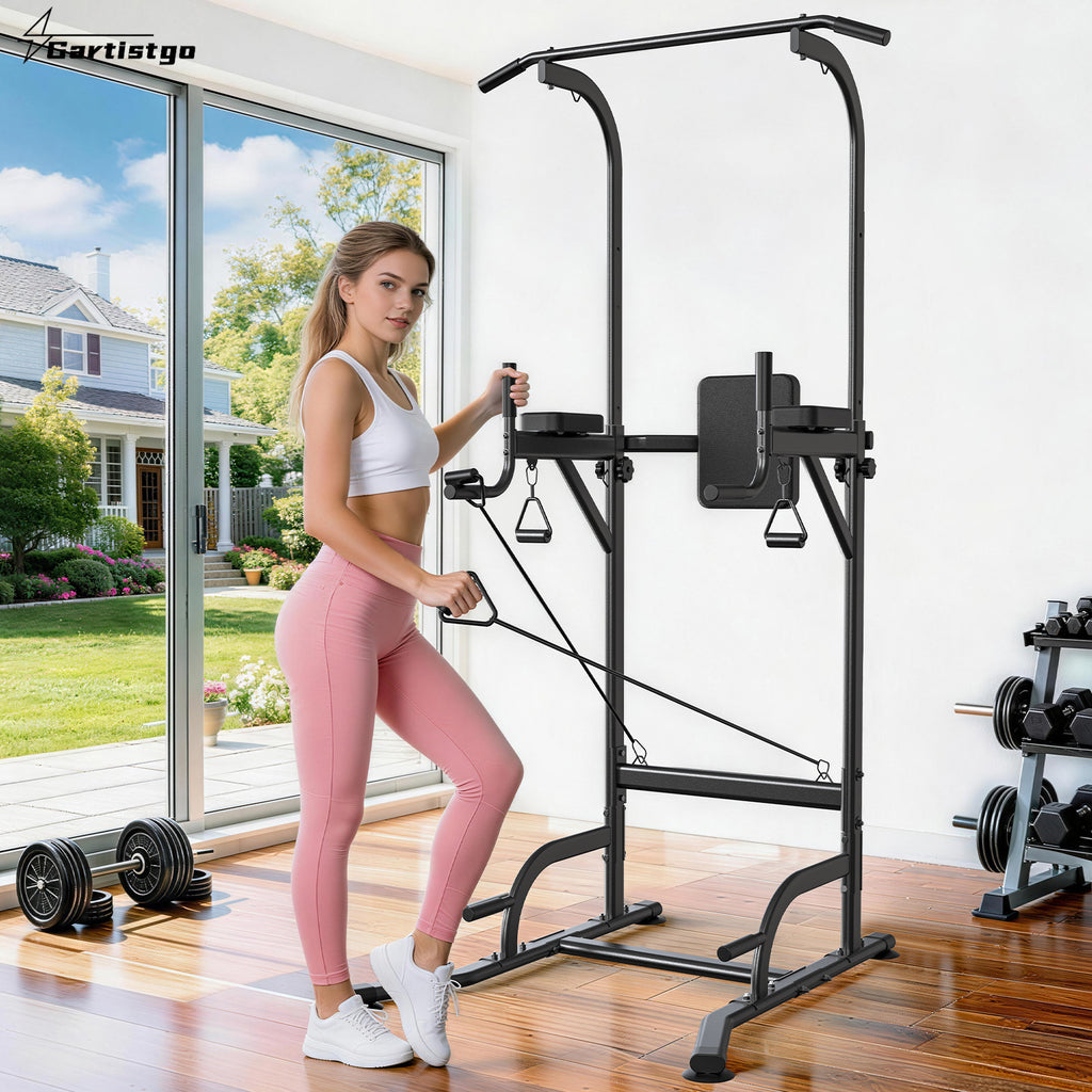 Barre de traction pour station de plongeoir, tour de force multifonction à hauteur réglable, entraînement de musculation pour exercices d'abdominaux et de push-up pour salle de sport à domicile, équipement d'entraînement de force et de fitness [Tankesi]