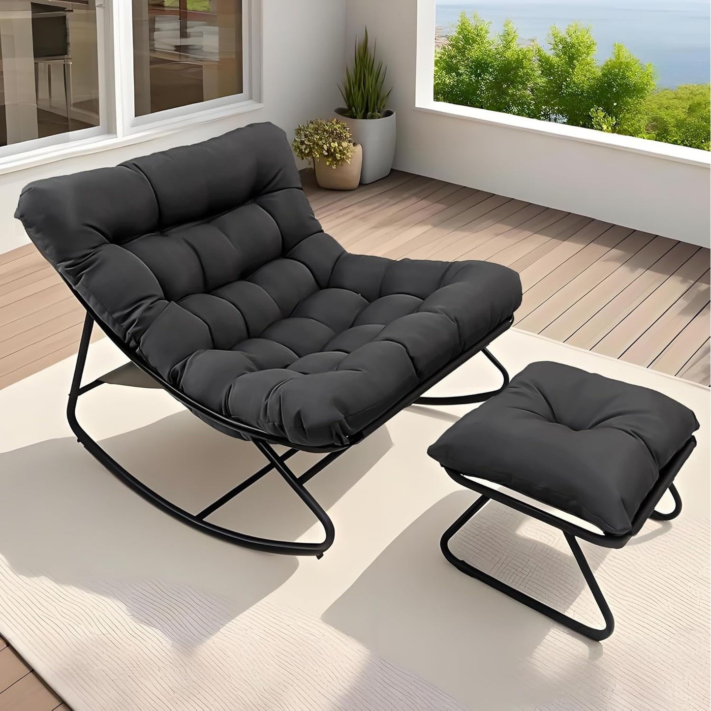 Fauteuil à Bascule Moderne pour Salon avec Fonction Inclinable, Fauteuil à Bascule pour la Maison, Fauteuil à Bascule de Luxe pour Chambre, Disponible en Noir et Gris, Idéal pour les Loisirs en Famille, Cadeau de Vacances Parfait, Adapté à Toutes les Sais