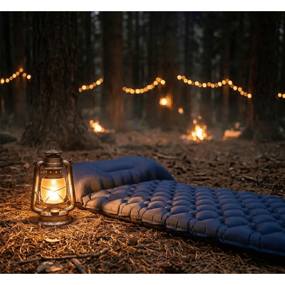 Matelas Gonflable Simple Touristique TOUROIST 190X58X5Cm XXL. Matelas Gonflable et de Camping Léger Karimata en Bleu Marine. Matelas de Camping Durable avec Garnissage Ergonomique en losange. Matelas Gonflable Simple pour Tente avec Oreiller Profilé. Mate