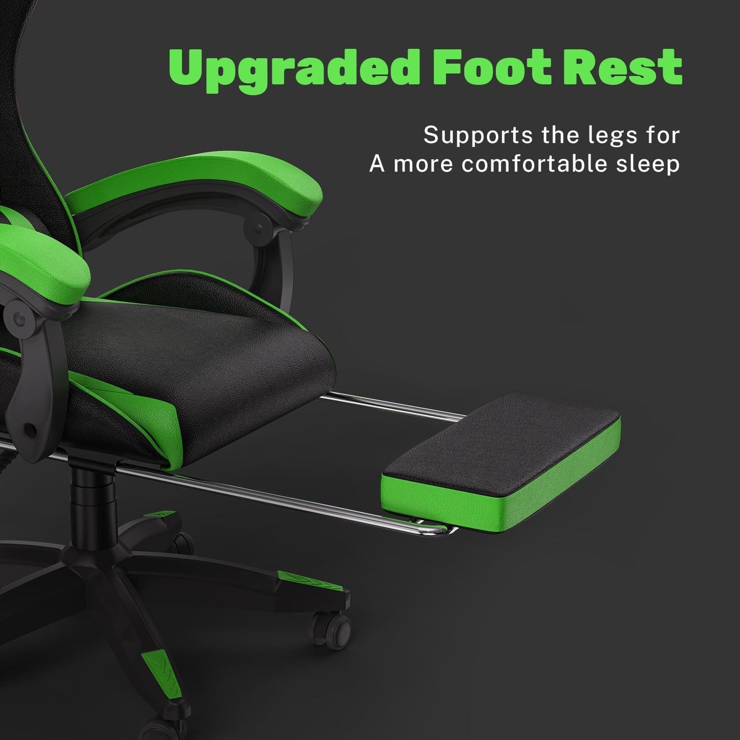Gartistgo Chaise Gaming Ergonomique - Chaises Gaming avec Coussin Lombaire + Appui-Tête, Chaise de Bureau & Ordinateur Rehausseable pour Adultes, Filles, Garçons (Avec Repose-Pieds)