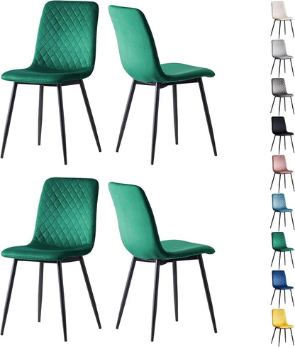 Ensemble de 4 chaises de salle à manger MCC Direct en velours, pieds en métal, chaises Lexi, chaises de conception
