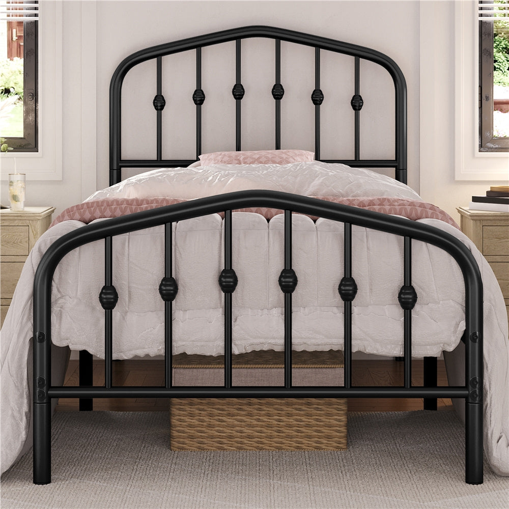 Costoffs Cadre de Lit Double en Métal Moderne - Avec Sommier à Lattes Métalliques - Espace de Rangement Sous-lit - Idéal pour Chambre, Dortoir ou Appoint - Style Industriel Intemporel