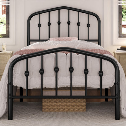 Costoffs Cadre de Lit Double en Métal Moderne - Avec Sommier à Lattes Métalliques - Espace de Rangement Sous-lit - Idéal pour Chambre, Dortoir ou Appoint - Style Industriel Intemporel