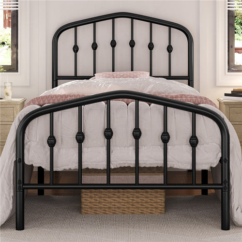 Costoffs Cadre de Lit Double en Métal Moderne - Avec Sommier à Lattes Métalliques - Espace de Rangement Sous-lit - Idéal pour Chambre, Dortoir ou Appoint - Style Industriel Intemporel