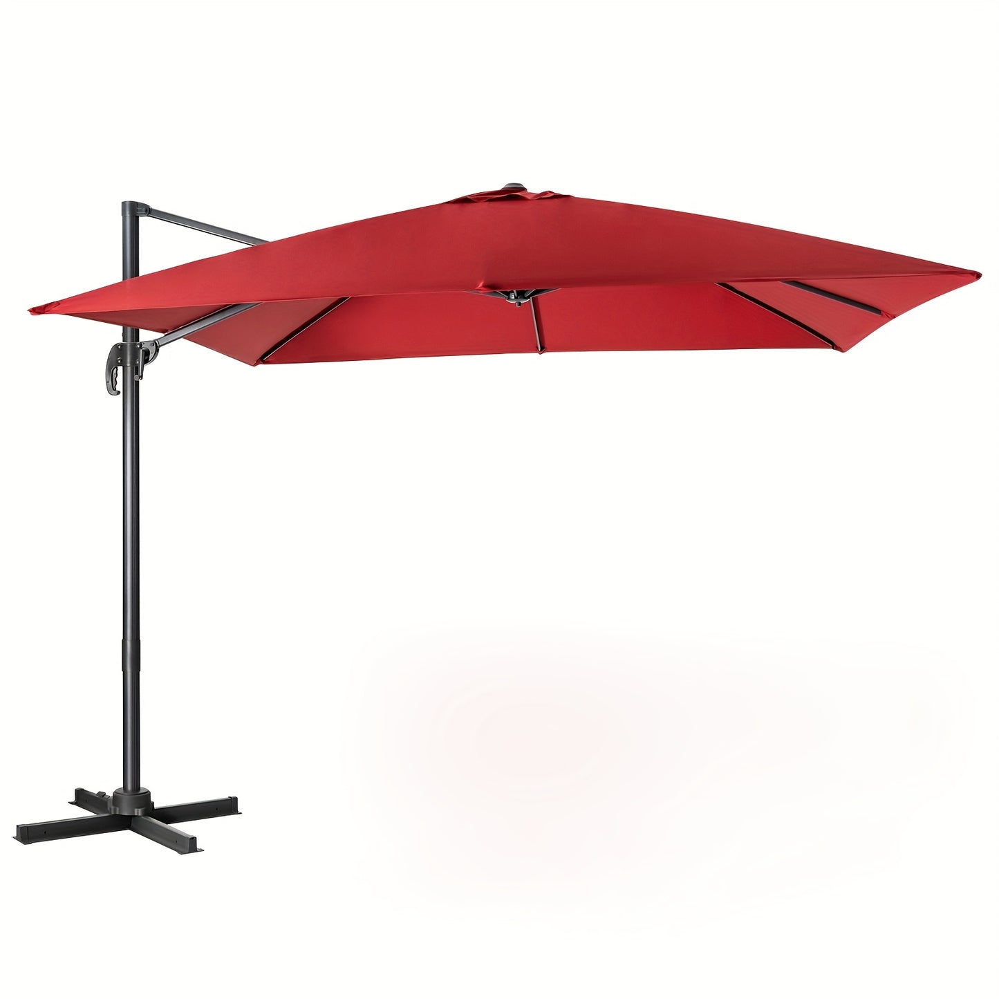 Parasol carré 300 X 300 cm, parasol de protection solaire avec cantilever rotatif à 360°, parasol de jardin inclinable, grand parasol de patio, parasol de marché pour jardins extérieurs, patios, cafés (Beige/Rouge/Café)