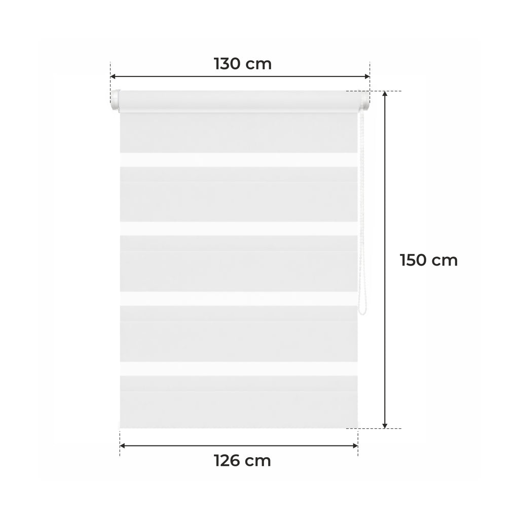 Store de Jour et de Nuit - BLANC - 32 Tailles - BOJANEK JOUR & NUIT - Non Invasif sur la Fenêtre, Installation Sans Perçage, Ajustement de la Chaîne, Supports Réglables pour Différentes Épaisseurs de Fenêtre, Design Moderne, Protection Contre la Lumière e
