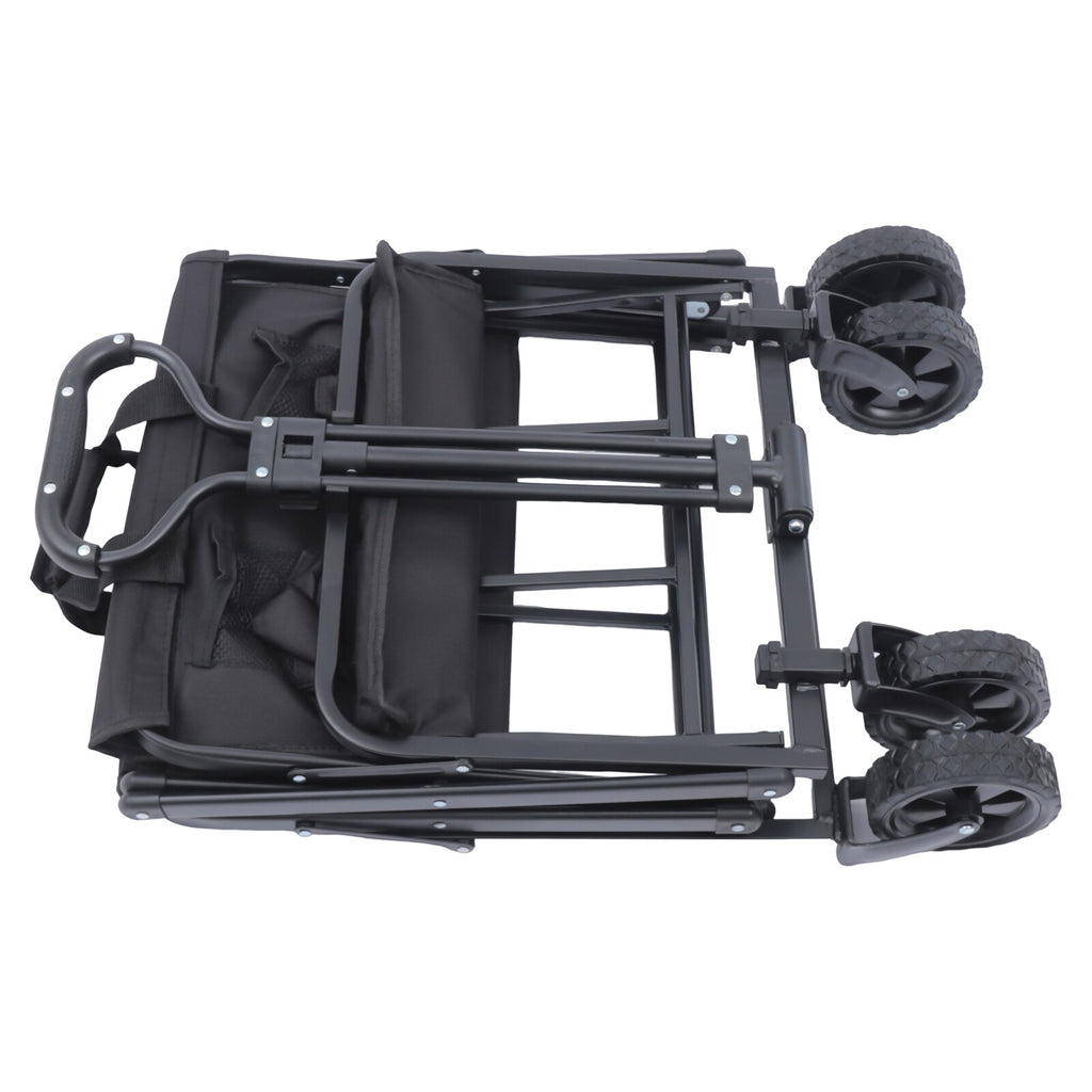 Chariot de Plage Pliable en Acier Allié pour Équipement d'Athlétisme avec Porte-Boisson, Poignée Réglable, Capacité de Charge de 80 kg, Roues Pivotantes et Poignée Réglable, Idéal pour les Activités en Plein Air