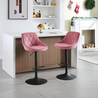 Lot de 2 tabourets de bar, tabourets de comptoir - Pivotants à 360°, hauteur réglable, capacité de poids 150 kg, velours confortable, convient pour chaises de bar de restaurant, chaises de comptoir de cuisine, chaises de bureau à domicile