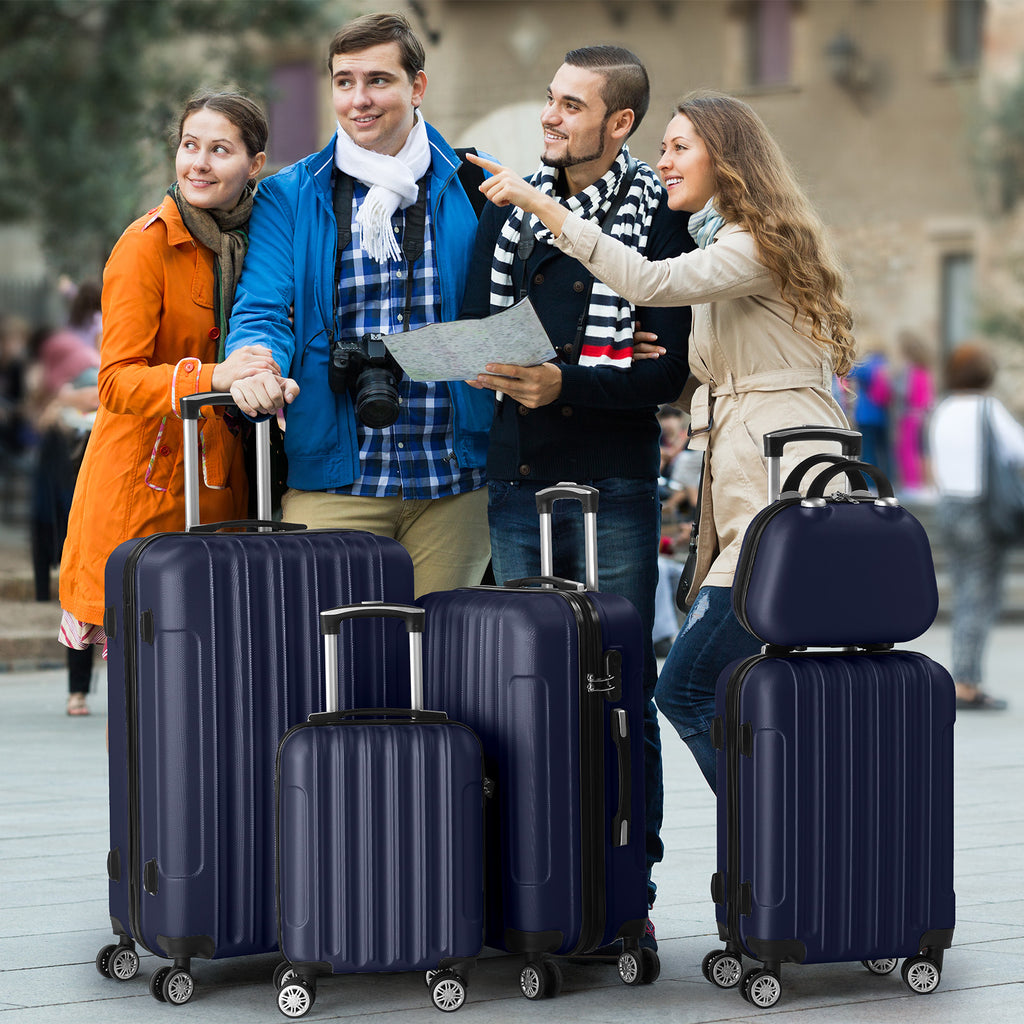 Ensemble de 5 valises cabine rigides avec roulettes pivotantes et serrure TSA, bagages portables légers en ABS pour voyage, affaires (12" 16" 20" 24" 28")