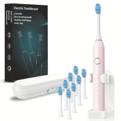 Brosse à dents électrique automatique intelligente IP67 pour adultes, poils souples unisexes, six modes de nettoyage de fréquence de vibration, chargement USB, nettoyage en profondeur des dents