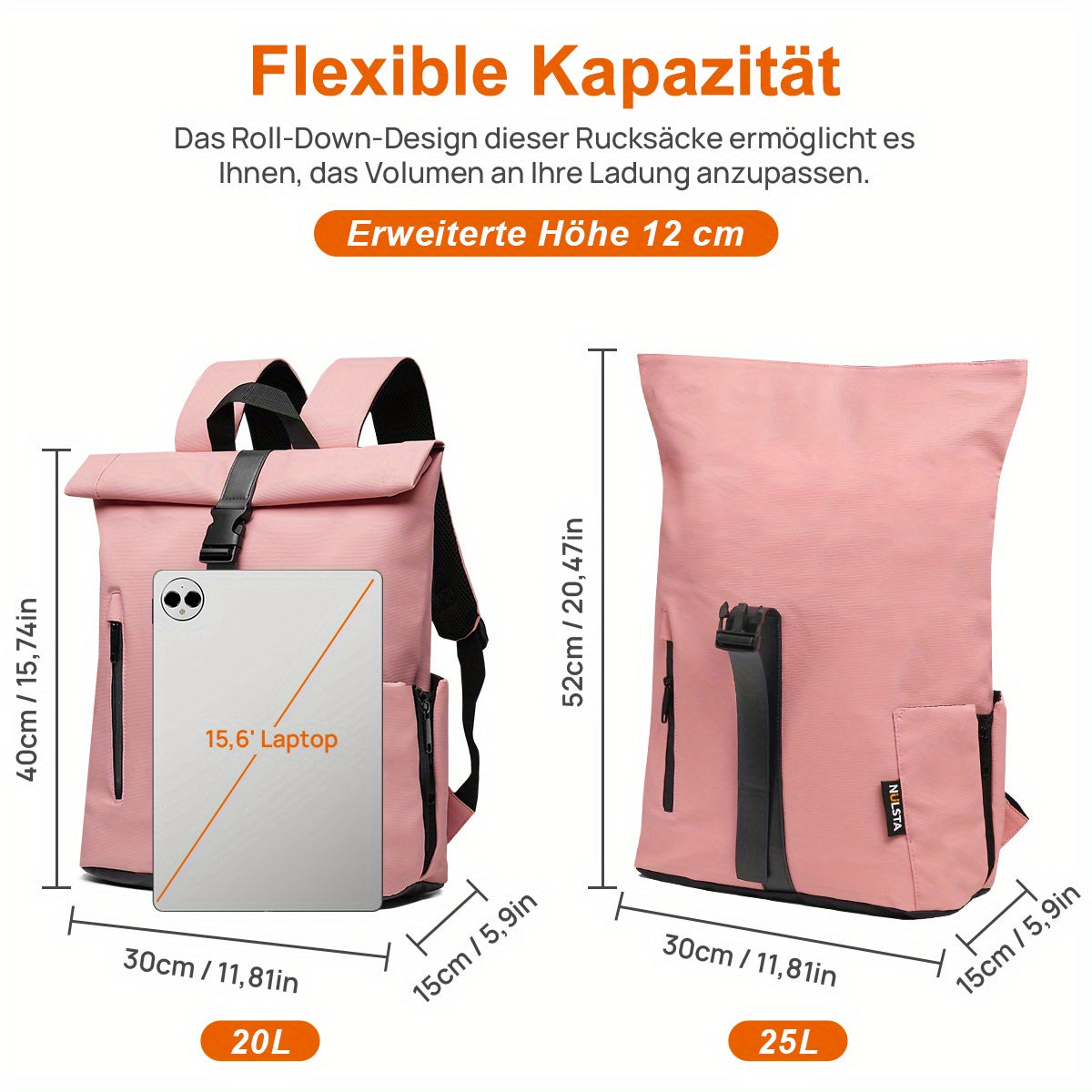 Sac à dos de voyage léger et anti-vol 20-25L pour hommes et femmes - compartiments multiples, bretelles ajustables, conception durable en coque souple en 6 couleurs « noir, blanc, gris, beige, marine, rose » - sac à dos de jour pour navetteurs pour l'écol