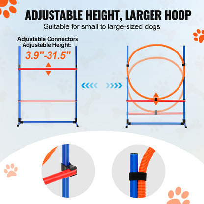Ensemble d'équipement d'entraînement à l'agilité pour chien VEVOR 4 pièces avec obstacles, anneaux de saut et boîte de pause