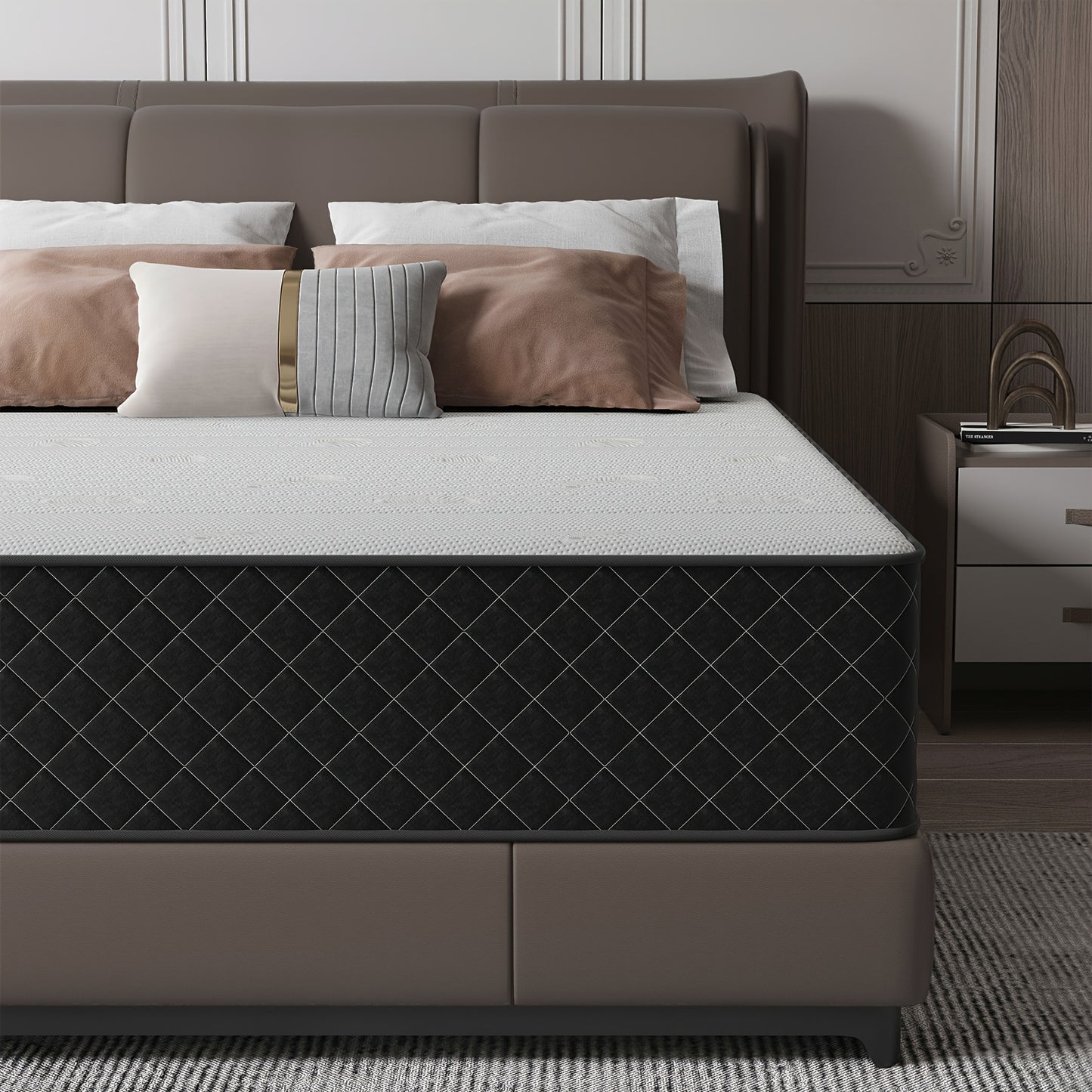 Matelas 140 x 200 cm - Dureté H3 Le matelas hybride à ressorts ensachés et mousse à mémoire de forme en boîte pour un soutien ultime et un soulagement de la pression, Matelas de lit