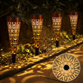 Lot de 4 Lampes Solaire LED Extérieures en Métal, IPX5, pour Jardin, Allée, Balcon, Terrasse, Pelouse et Décorations de Noël