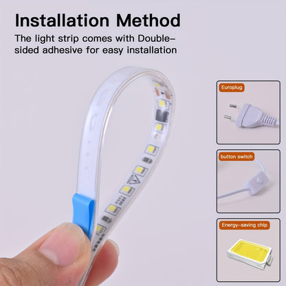 Bande Lumineuse LED AC 220V 230V, 120 LED/mètre 7W/mètre Ruban LED Adhésif, Ruban LED, Blanc ou Blanc Chaud pour Cuisine, Décoration de Pièce, Éclairage Intérieur avec Prise et Interrupteur EU