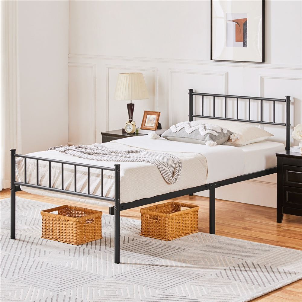 Costoffs Cadre de Lit Métallique Moderne Cadre de Lit avec Sommier à Lattes Surface de Couchage Lit d'invité Gain de Place Idéal pour Dortoir Studio Petit Appartement Chambre ou Maison d'Hôtes Style Industriel