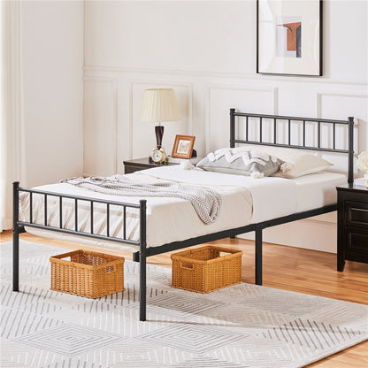 Costoffs Cadre de Lit Métallique Moderne Cadre de Lit avec Sommier à Lattes Surface de Couchage Lit d'invité Gain de Place Idéal pour Dortoir Studio Petit Appartement Chambre ou Maison d'Hôtes Style Industriel