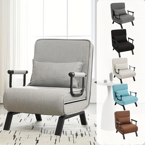 1pc Chaise de salle à manger élégante, canapé-lit 3 en 1, lit de visite, fauteuil pliant avec dossier réglable, coussin amovible, convient pour chambre à coucher, salon, bureau, capacité de charge de 150 kg