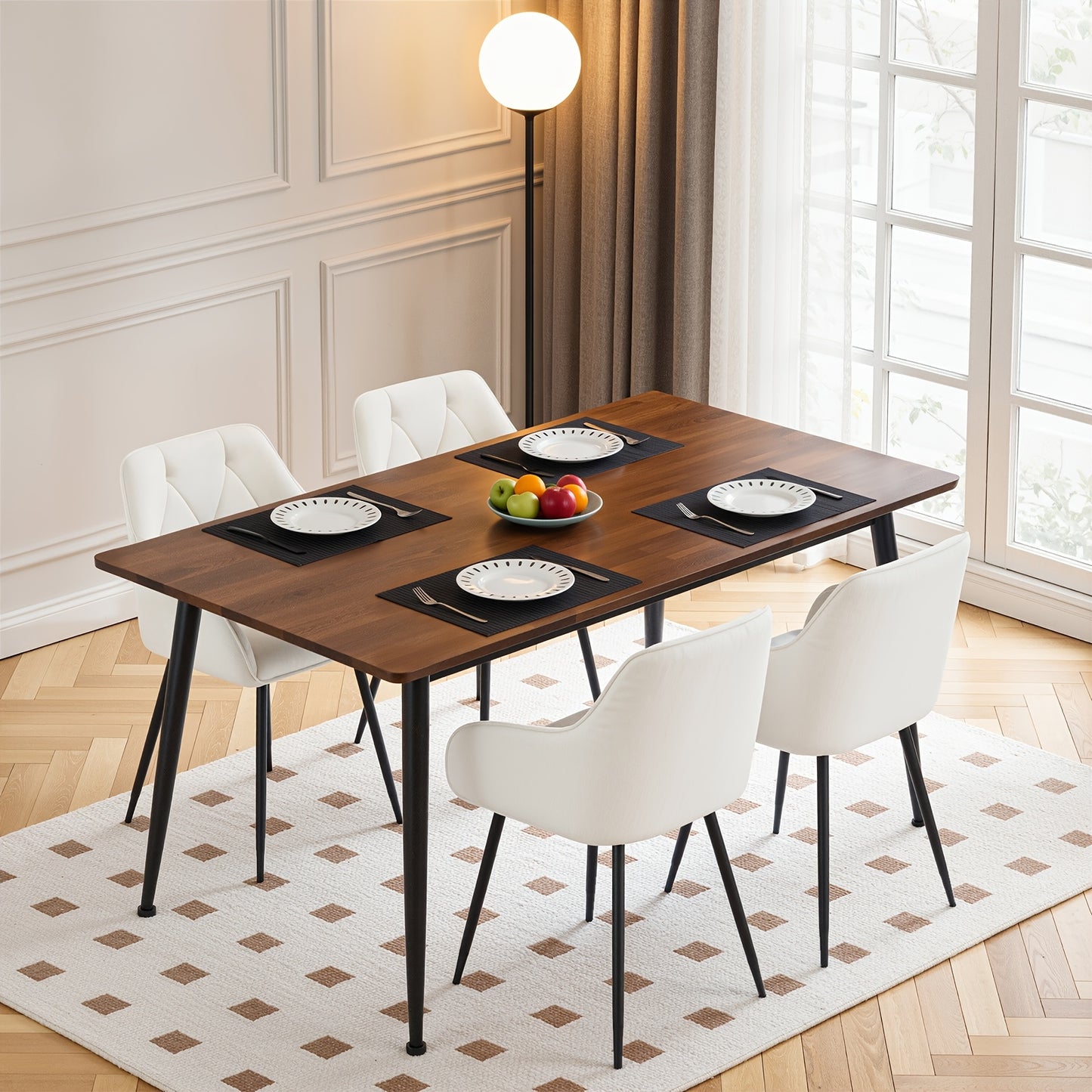 2pcs Chaise de salle à manger Chaise de cuisine Chaise de salle à manger Chaise de salon Fauteuil ergonomique Fauteuil Chaise rembourrée Siège en velours Pieds en métal