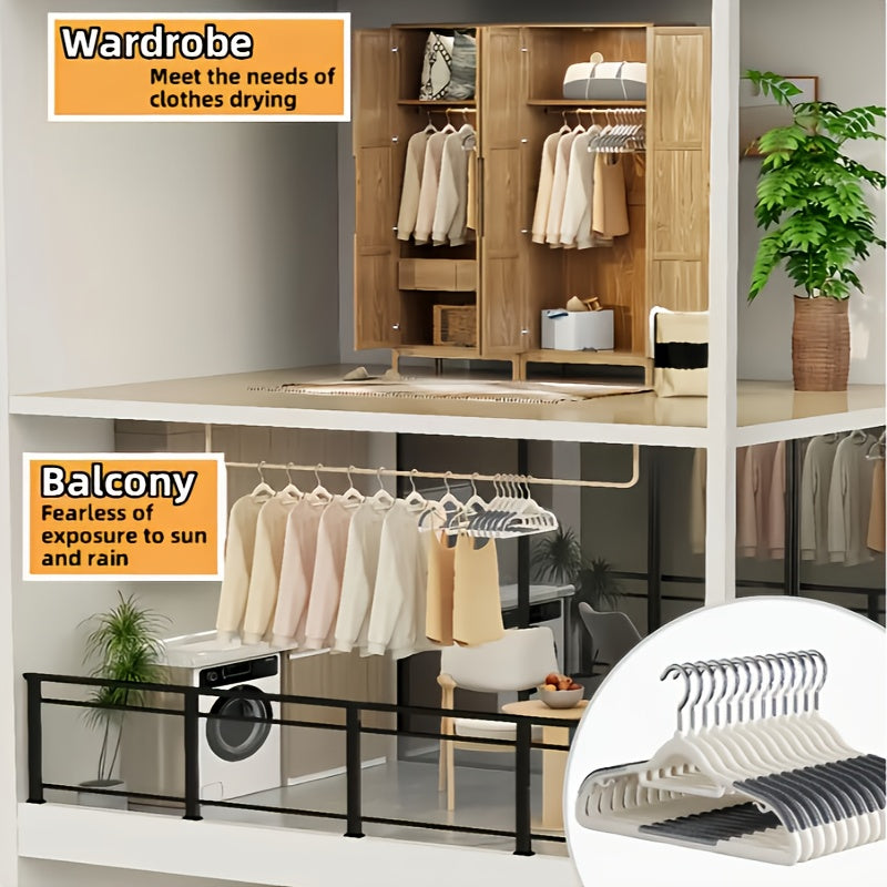 50 pièces Cintres en Plastique Antidérapants Robustes, Design Économiseur d'Espace Sans Marques avec Encoches pour Épaules, Finition Gris-Blanc Multicolore, Durables et Solides pour Organisation de Garde-Robe, Rangement de Vêtements, Design Épaules Encoch