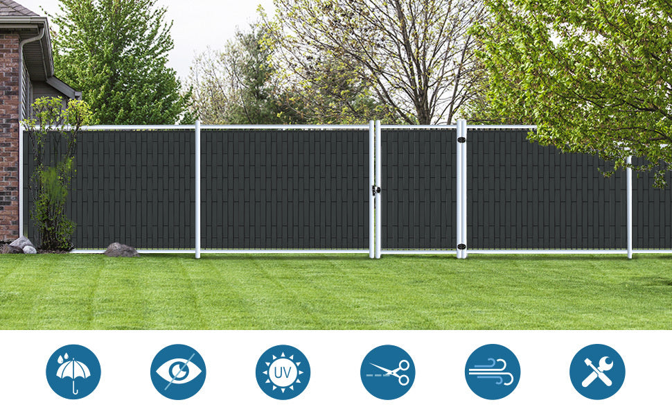 VOUNOT Kit Lamelles Occultantes PVC Brise Vue 300m x 4.7cm avec 600 Clips Clôture Rigide Protection Intimité