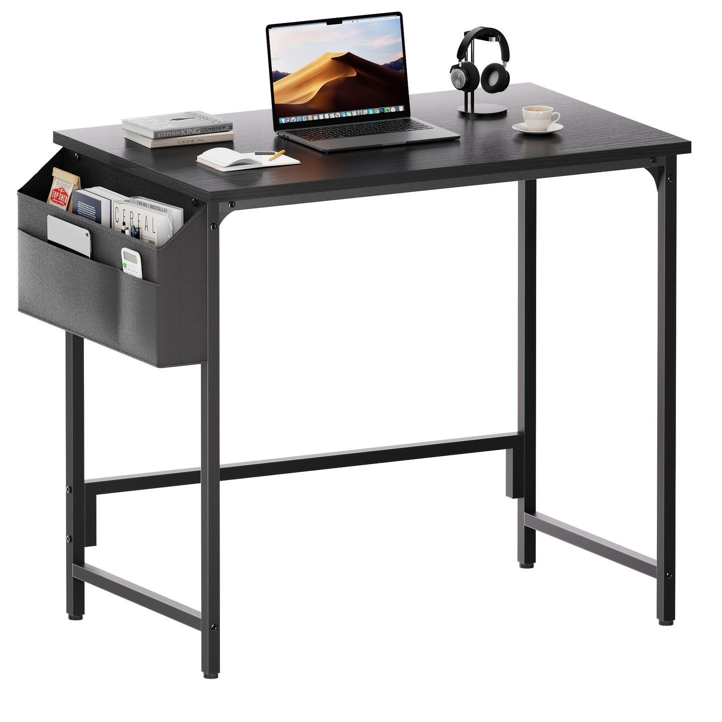 Bureau d'ordinateur 32/40 pouces avec sac de rangement, bureau de bureau à domicile peu encombrant, table d'étude et d'écriture moderne avec repose-pieds réglables, bureau d'ordinateur compact pour la maison, le bureau