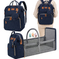 Sac à dos Maman avec lit et USB, Sac à dos multifonctionnel pour parents avec organisateur, Grand sac à dos de voyage avec fonction lit pour enfants, Sac à dos pratique pour la marche et les voyages, Lit pliable avec matelas, Sac à dos quotidien spacieux