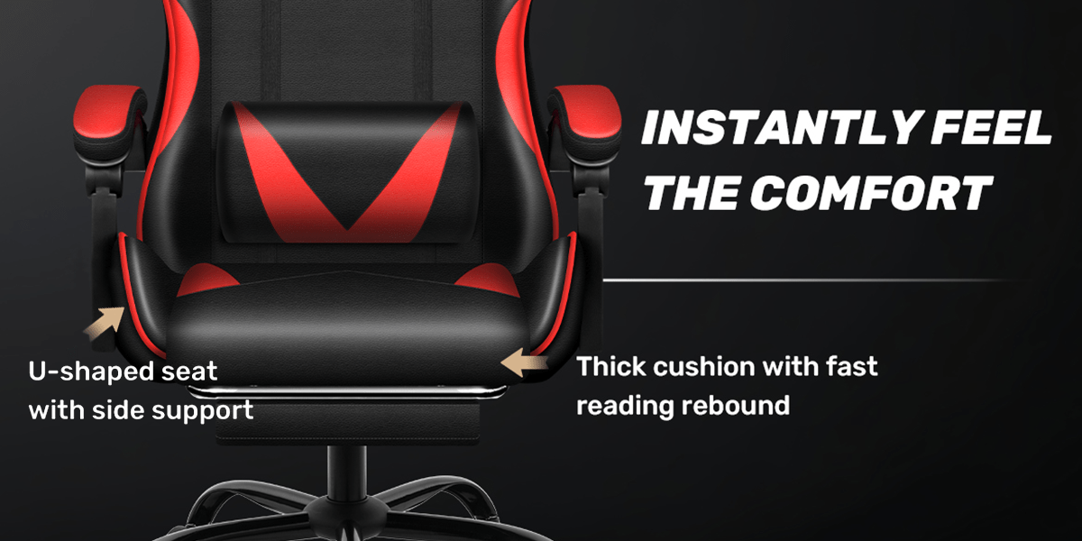 Chaise de Gaming Ergonomique avec Repose-Pieds - Pivotante à 360°, Réglable en Hauteur, Support Lombaire, Mécanisme d'Inclinaison Manuelle, Texture Simili, Rembourrage en Mousse et Cadre en Acier Inoxydable - Pour PC/Bureau
