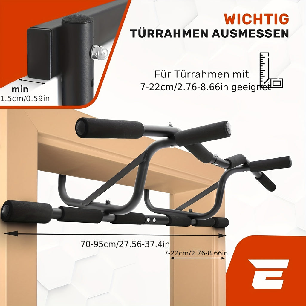 Barre de traction sans vis pour porte - Barre de gym robuste à suspendre au-dessus de la porte avec poignée antidérapante, installation facile (sans vis/perçage) - Convient aux cadres de porte de 7 à 19 cm - Équipement de gym à domicile pour tractions, po