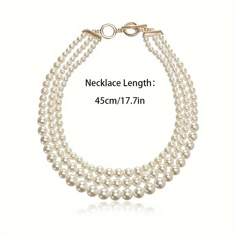 Collier en argent 925, collier à trois niveaux de perles d'eau douce hypoallergénique et tendance pour femmes, idéal pour offrir lors des fêtes des femmes, anniversaires, banquets, rassemblements, cadeaux pour mères, aînés, enseignants, livré avec une boî