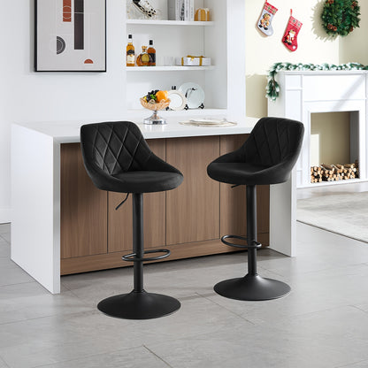 Lot de 2 tabourets de bar, tabourets de comptoir - Pivotants à 360°, hauteur réglable, capacité de poids 150 kg, velours confortable, convient pour chaises de bar de restaurant, chaises de comptoir de cuisine, chaises de bureau à domicile