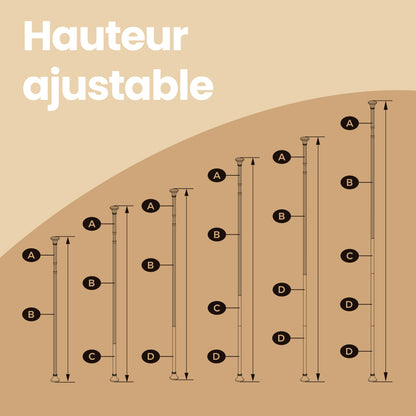 Étagère de Douche Réglable en Hauteur, 4 Niveaux, Hauteur 85 à 305 cm, Rangement de Salle de Bain
