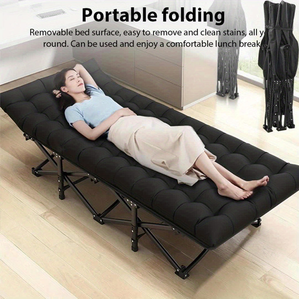 Lit Pliant de Bureau Portable - Cadre en Fer Robuste, Multi-Usage pour Maison, Bureau & Extérieur, Parfait pour les Siestes & la Détente - Compact, Moderne & Durable