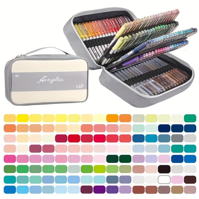 Marqueurs acryliques Grasp 120 couleurs pour peinture sur pierre, verre, bois, toile de tissu, vinyle/plastique - Marqueurs à encre à base d'eau avec pointe pour artistes, amateurs, calligraphie, graffiti, stylos multi-dessin