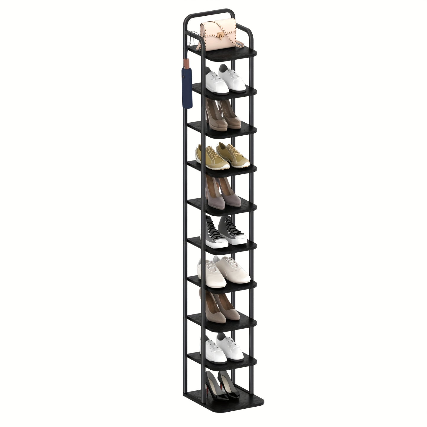 Étagère à chaussures verticale, Organisateur de chaussures,  à chaussures peu encombrante, Autoportante, Réglable, 10 niveaux