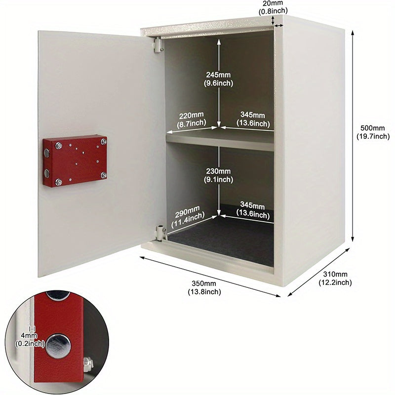 Boîte de rangement sécurisée, mécanisme à double serrure, porte en acier à suspendre, comprend deux clés, convient aux caravanes, aux armoires et au rangement de bureau, extrémité argentée
