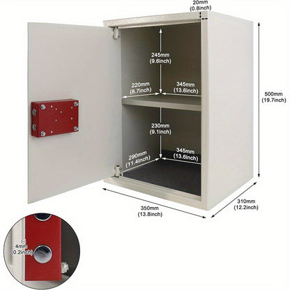 Boîte de rangement sécurisée, mécanisme à double serrure, porte en acier à suspendre, comprend deux clés, convient aux caravanes, aux armoires et au rangement de bureau, extrémité argentée