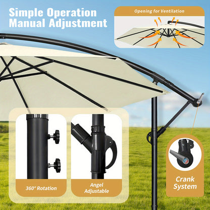 Grand parasol portique avec poignée à manivelle