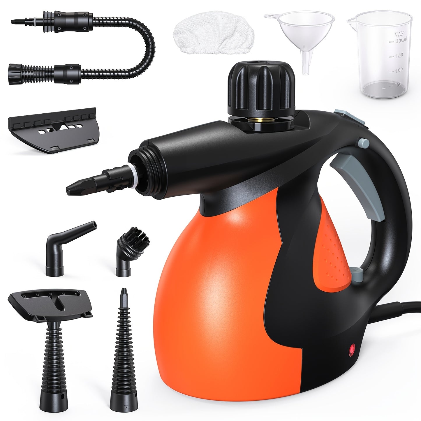 Nettoyeur Vapeur Portable Lubluelu 1200W, Nettoyeur Vapeur avec Plusieurs Accessoires et Verrou de Sécurité, Grande Capacité de 400ml, Vapeur Naturelle pour Nettoyage de Surfaces, Vapeurisateur Polyvalent pour Maison, Voiture, Salle de Bain, Graisse (Oran