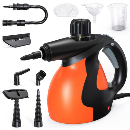 Nettoyeur Vapeur Portable Lubluelu 1200W, Nettoyeur Vapeur avec Plusieurs Accessoires et Verrou de Sécurité, Grande Capacité de 400ml, Vapeur Naturelle pour Nettoyage de Surfaces, Vapeurisateur Polyvalent pour Maison, Voiture, Salle de Bain, Graisse (Oran