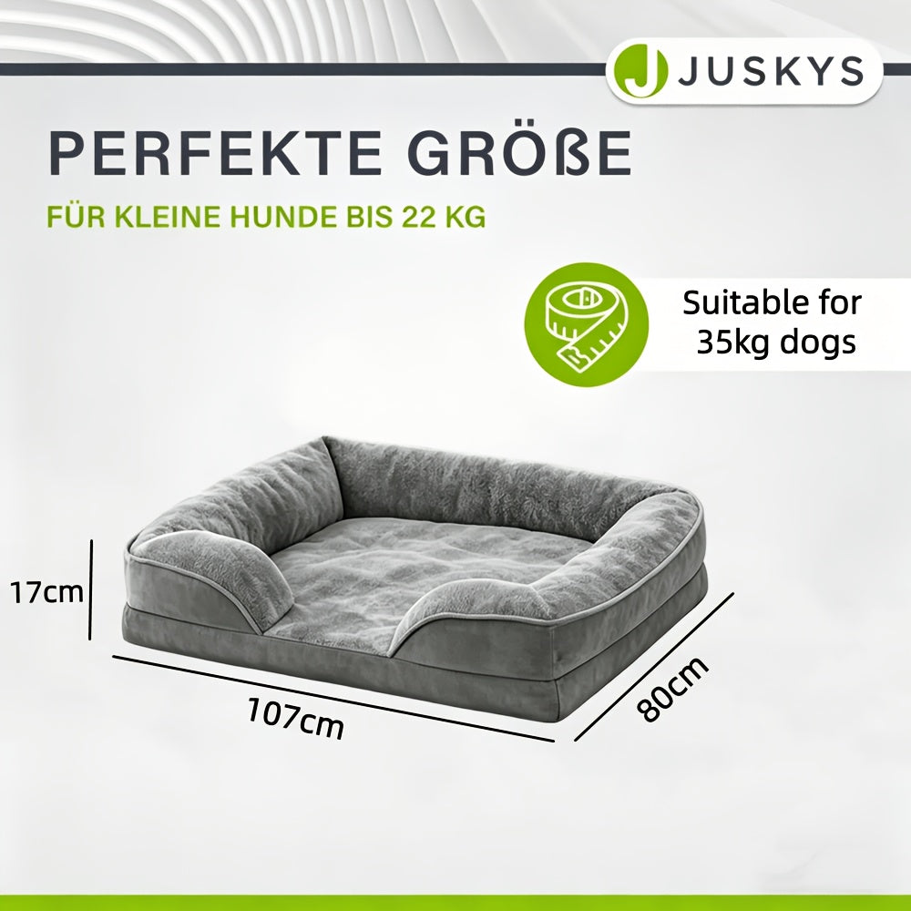 Lit orthopédique pour chien XL/XXL pour grandes races – Canapé-lit amovible et lavable avec support à caillebotis orthopédique et oreiller pour la nuque, convient aux chiens et chiots de taille moyenne à grande