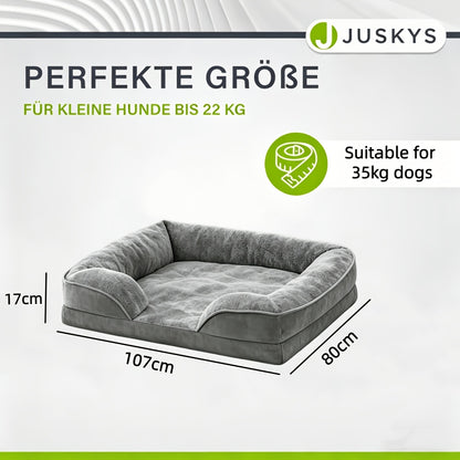 Lit orthopédique pour chien XL/XXL pour grandes races – Canapé-lit amovible et lavable avec support à caillebotis orthopédique et oreiller pour la nuque, convient aux chiens et chiots de taille moyenne à grande